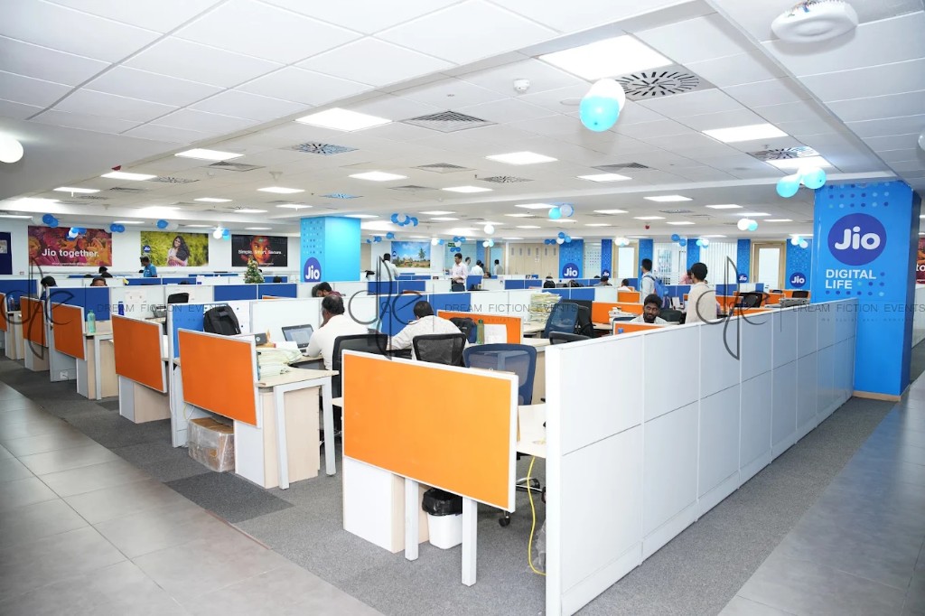 Green room and production office area for cast and crew